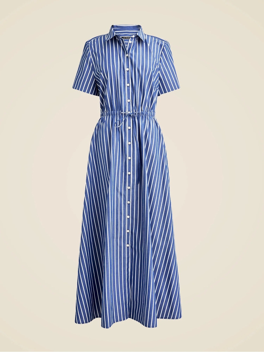 J. Crew Blue/ White Stripe Button Down Collared Cotton Shirt Dress US 0